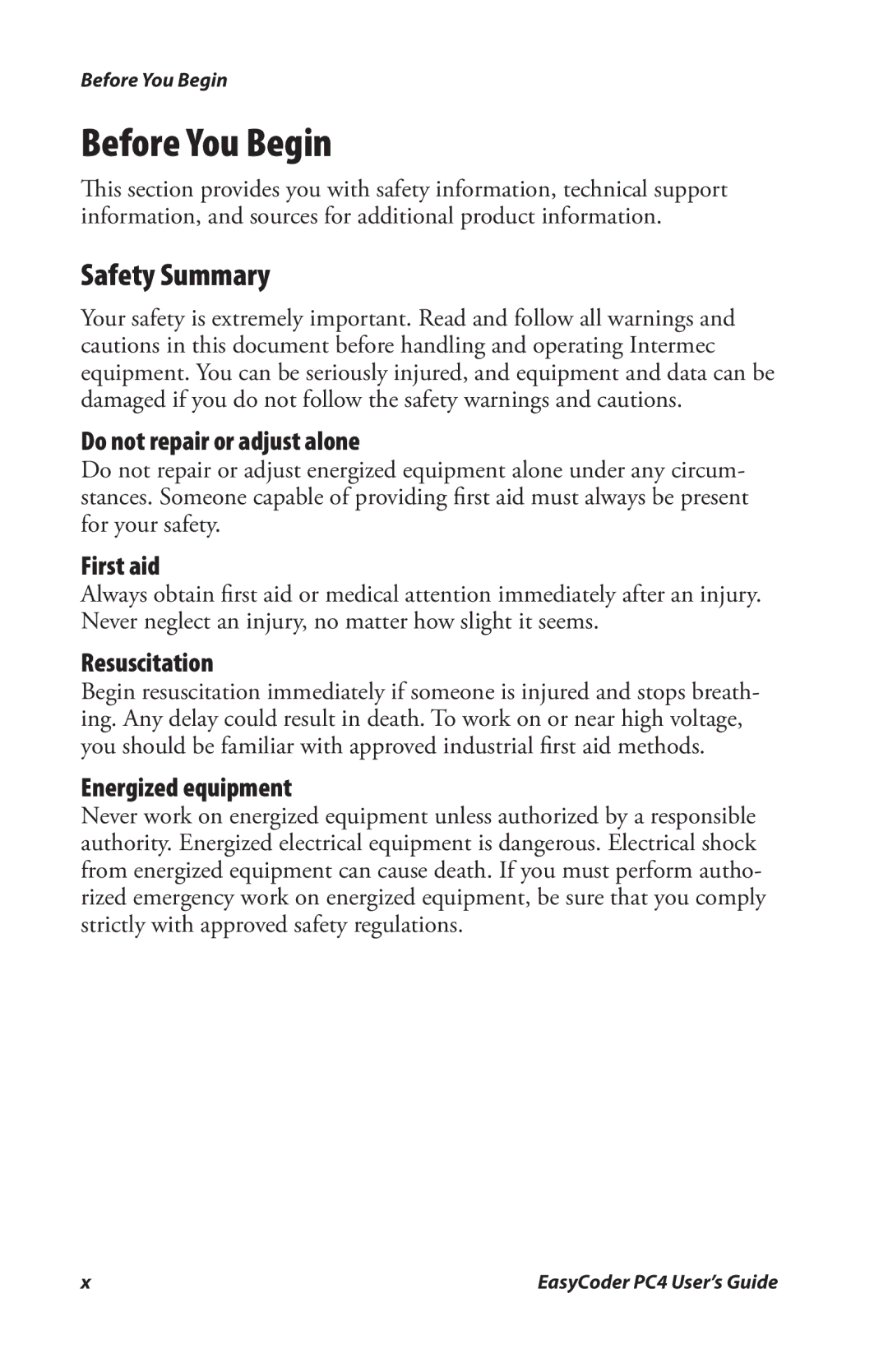 Genicom PC4 manual Before You Begin, Safety Summary 