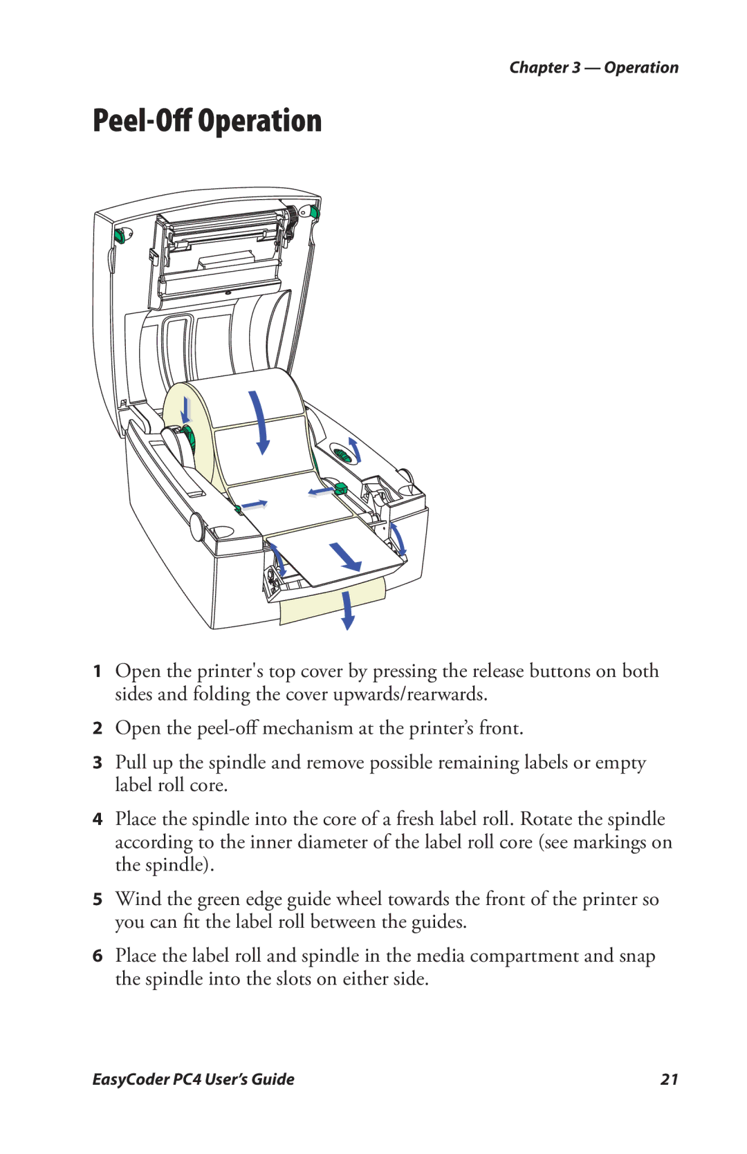 Genicom PC4 manual Peel-Oﬀ Operation 