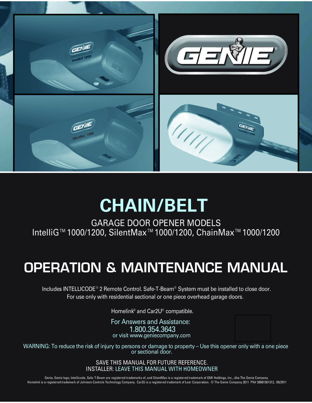 Genie 1000 manual Chain/Belt 