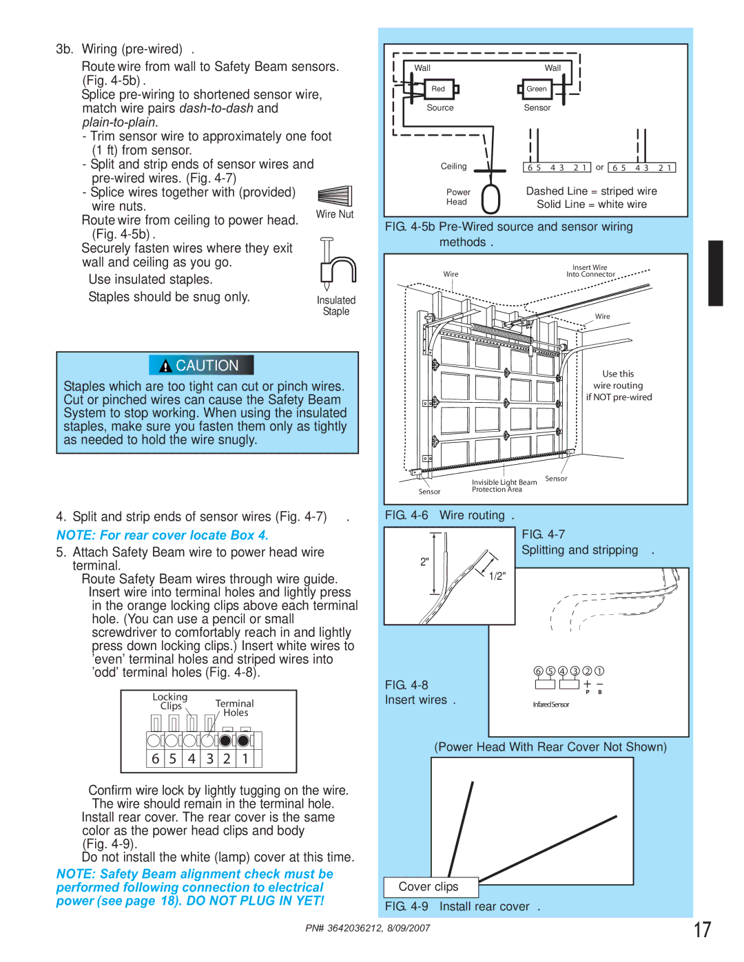 Genie 1022 3b. Wiring pre-wired, Route wire from ceiling to power head, Do not install the white lamp cover at this time 