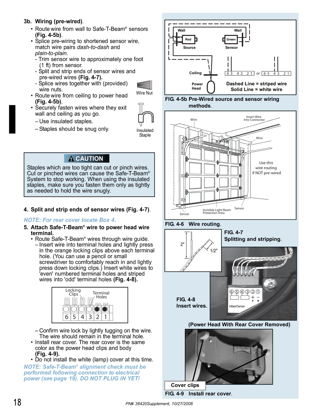 Genie 1042 manual 3b. Wiring pre-wired, Route Safe-T-Beamwires through wire guide 