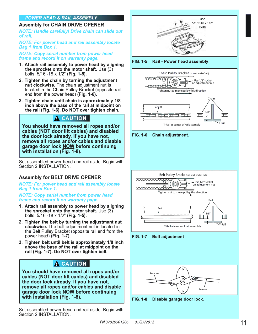 Genie 2024, 2042, 2022 manual Assembly for Chain Drive Opener 