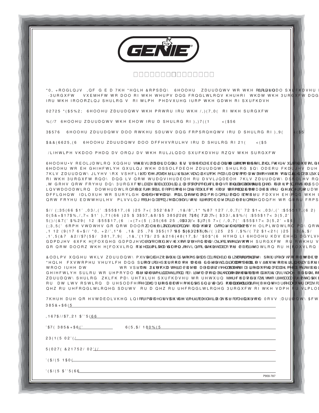 Genie 3024 manual Limited Warranty 