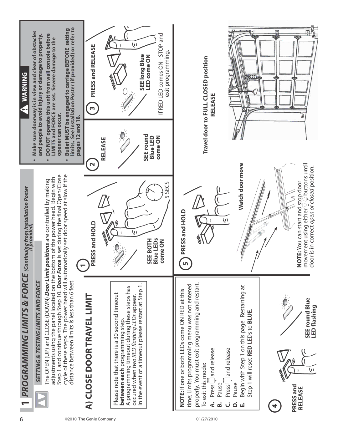 Genie 3024 manual Setting & Testing Limits and Force 