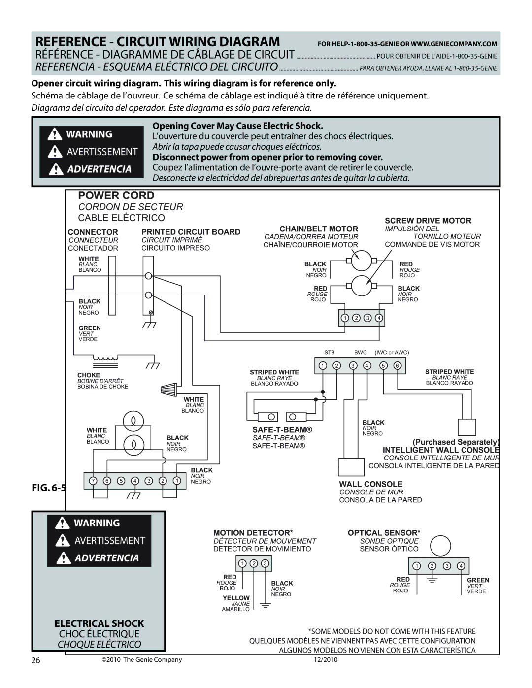 Genie 3024H manual Reference Circuit Wiring Diagram, Opening Cover May Cause Electric Shock 