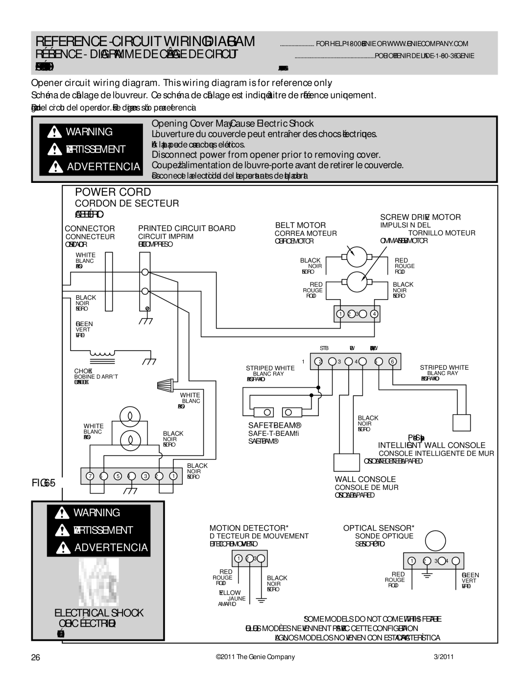 Genie 3042 manual Opening Cover May Cause Electric Shock, Disconnect power from opener prior to removing cover 