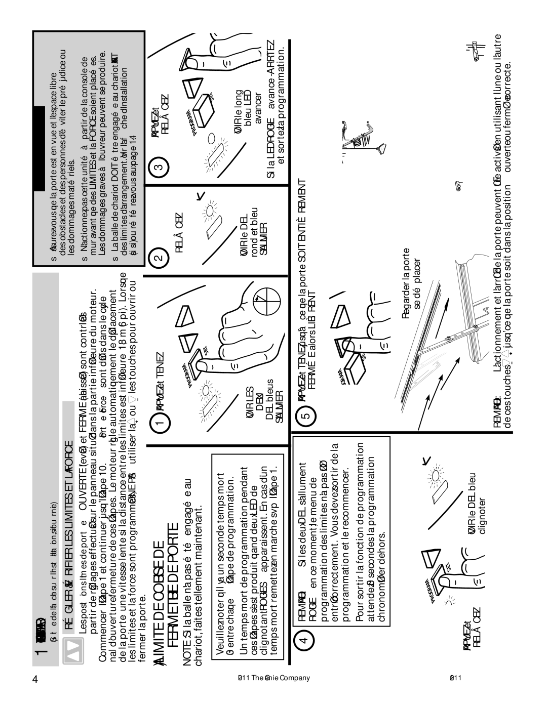 Genie 3042 manual Programmation DES Limites ET DE LA Force, Voir LES Deux, ’ALLUMER Relâchez, ’Allumer 