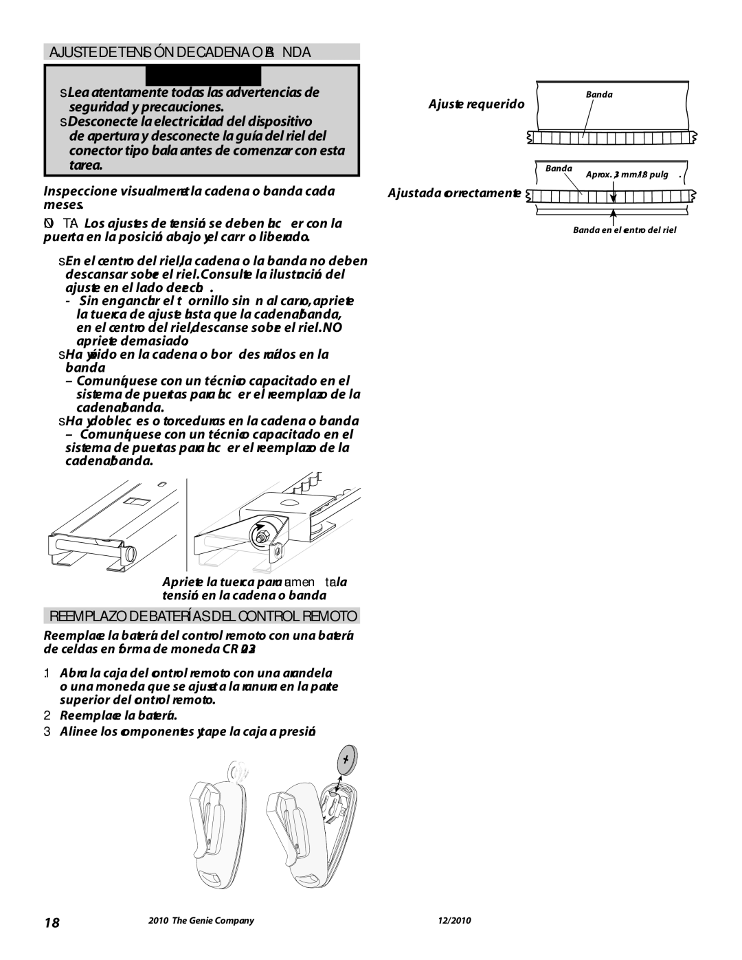 Genie 3042 manual Tarea 