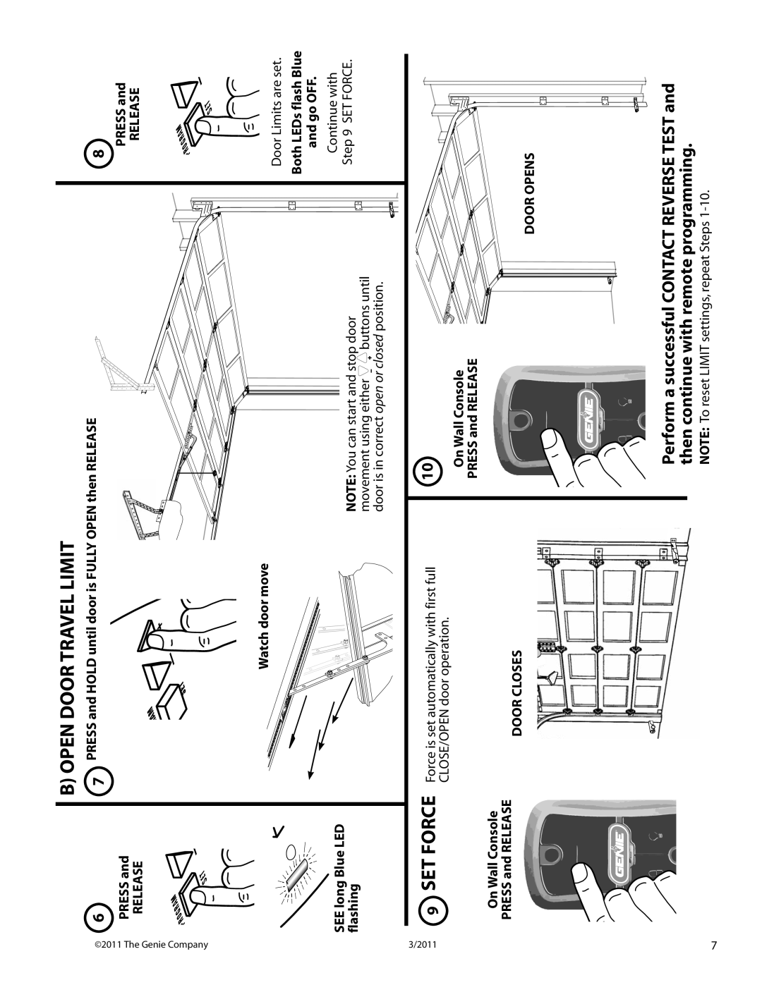 Genie 3042 manual Open Door Travel Limit, Door Closes, Door Opens 