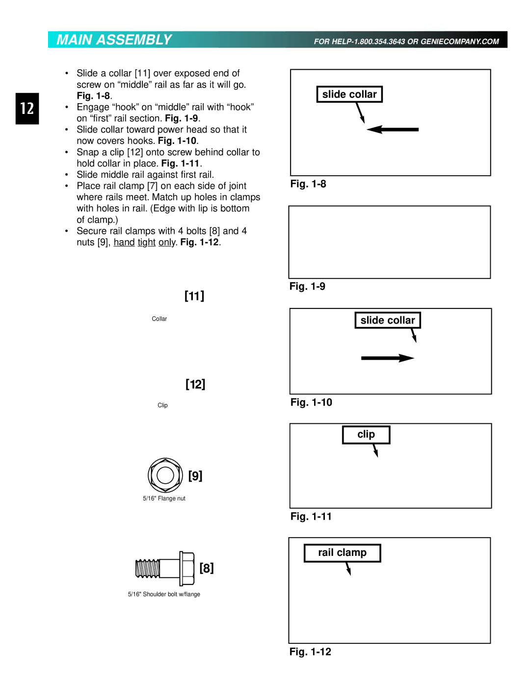 Genie 3511035556 manual Slide collar 