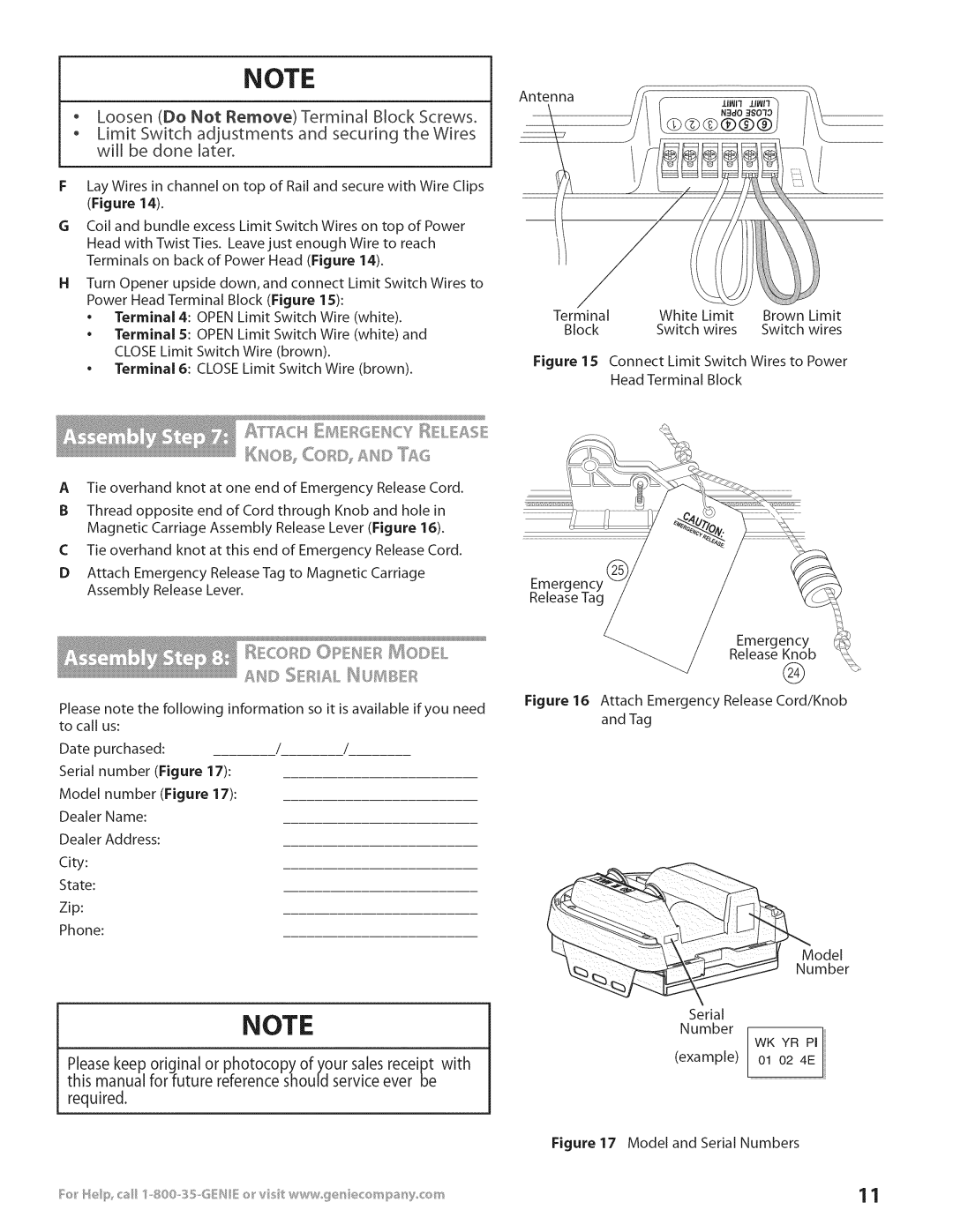 Genie 3531835447 installation instructions FfT£Ck¢ D4 FG SCY L AS, Model Number 