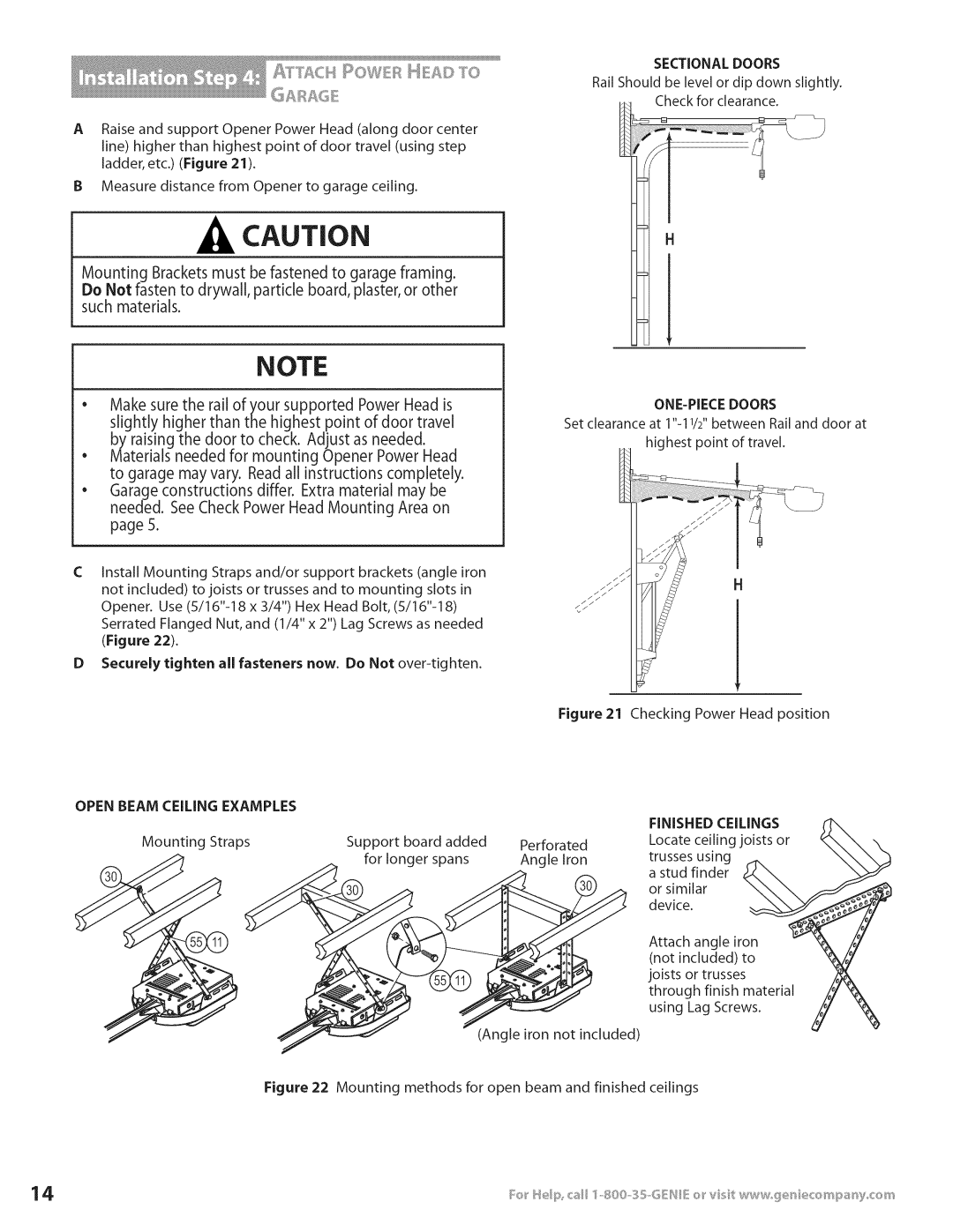 Genie 3531835447 Sectional Doors, Open Beam Ceiling Examples Finished Ceilings, Angle iron not included 