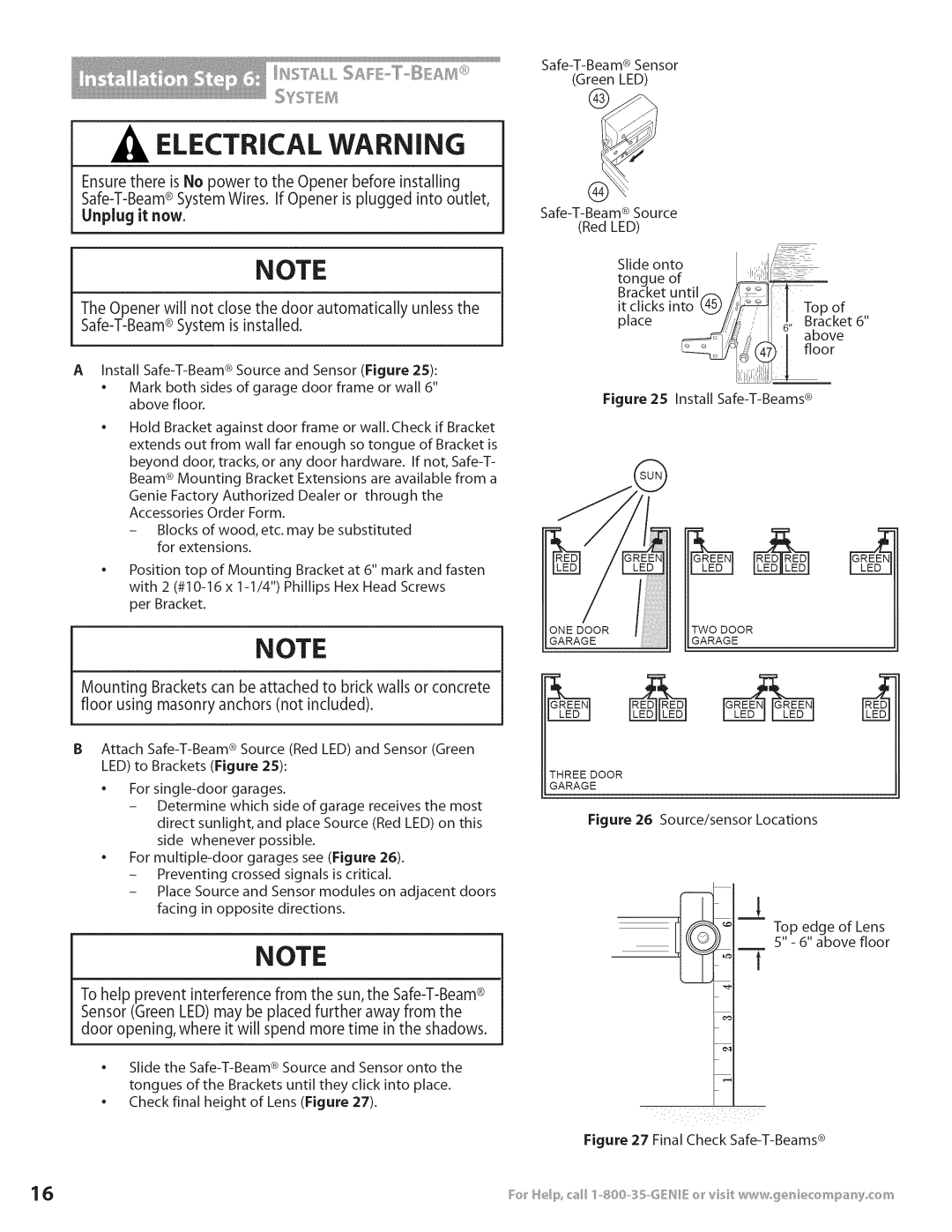 Genie 3531835447 installation instructions Electrical Warning 