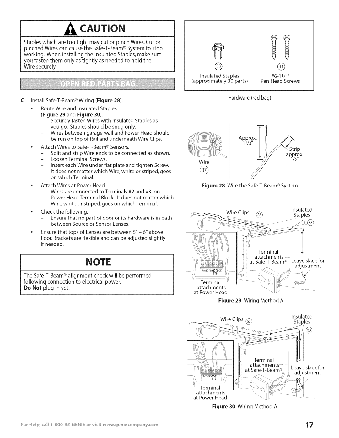 Genie 3531835447 installation instructions Appro112, Hardware red bag 