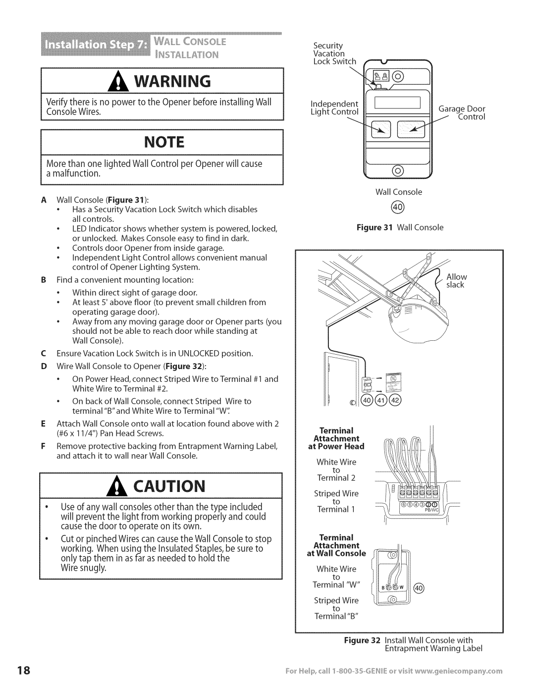 Genie 3531835447 installation instructions Terminal Attachment At Wall Console 