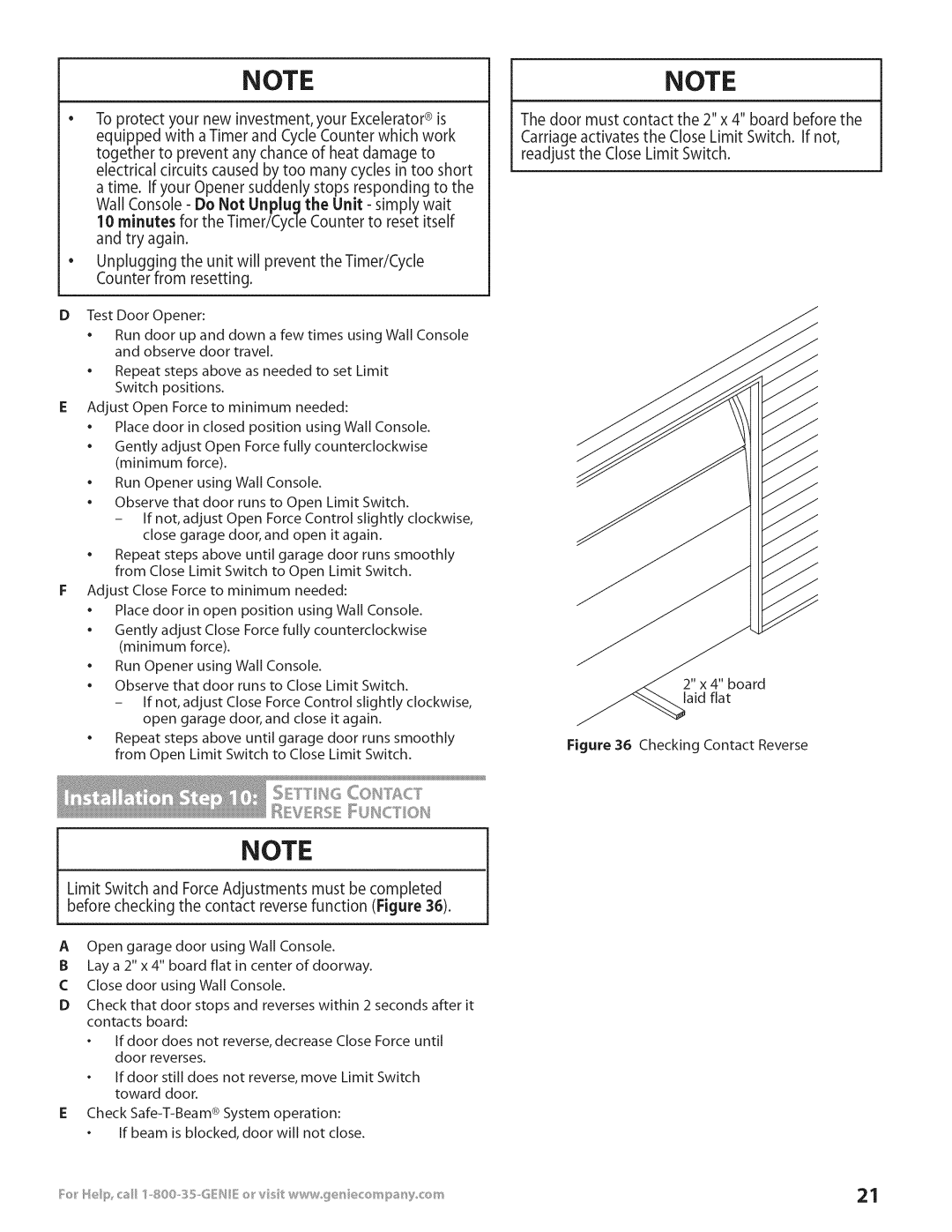 Genie 3531835447 installation instructions Checking Contact Reverse 