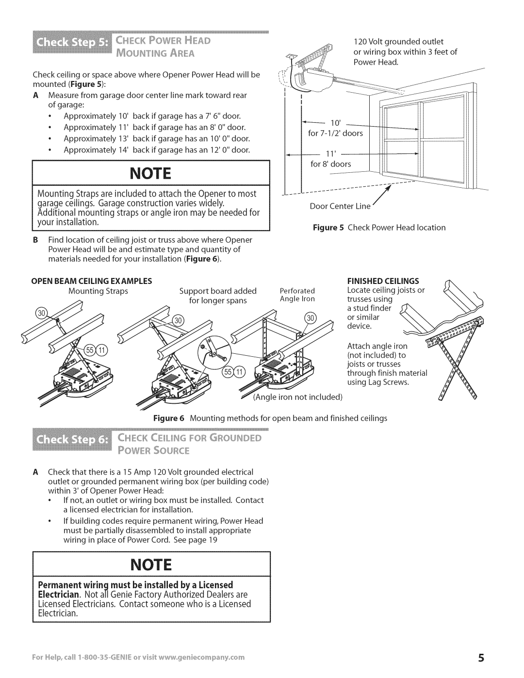 Genie 3531835447 Mounting Straps, Angle iron not included, Permanent wiring must be installed by a Licensed 