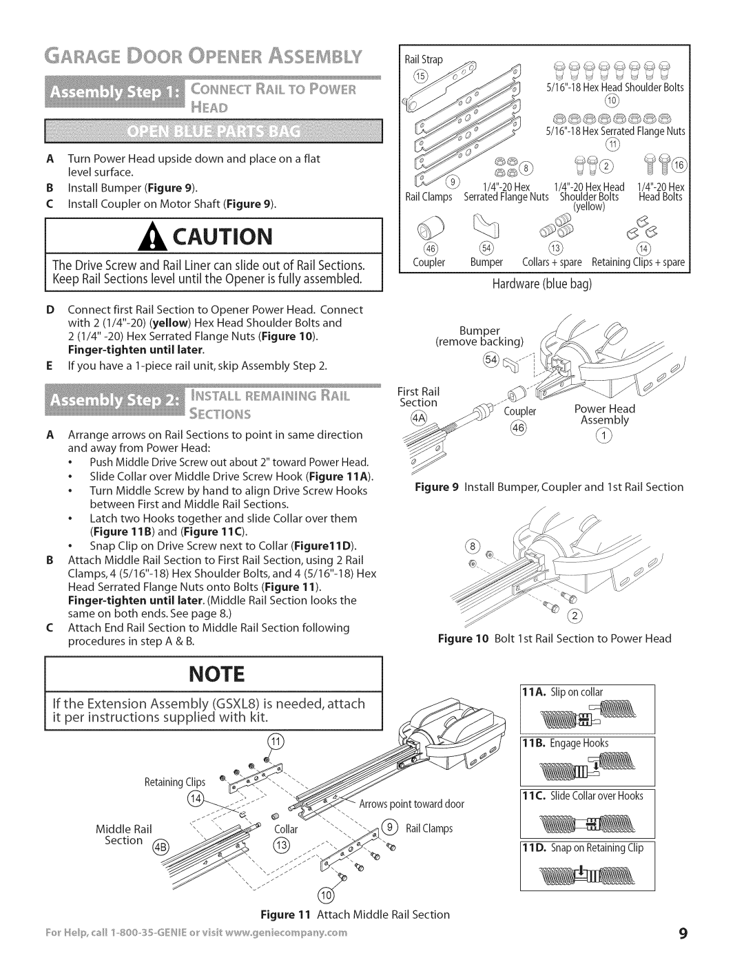 Genie 3531835447 installation instructions @ Jfi, Hardware blue bag 