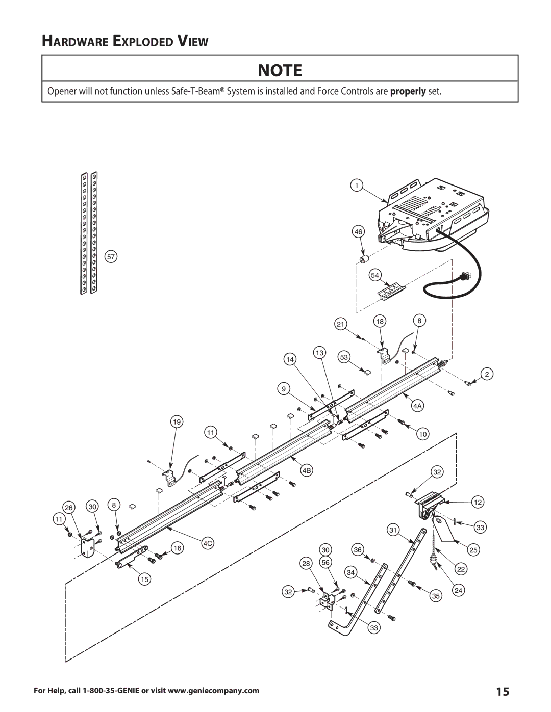 Genie 3627336241 warranty Hardware Exploded View 