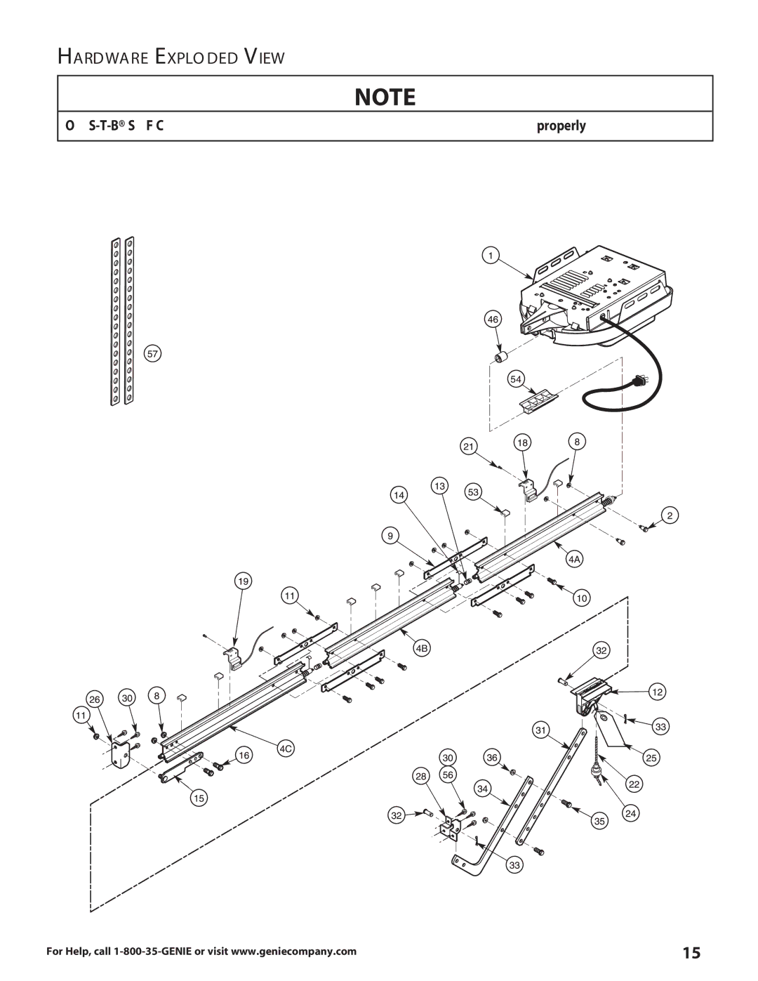 Genie 3630436275 warranty Hardware Exploded View 