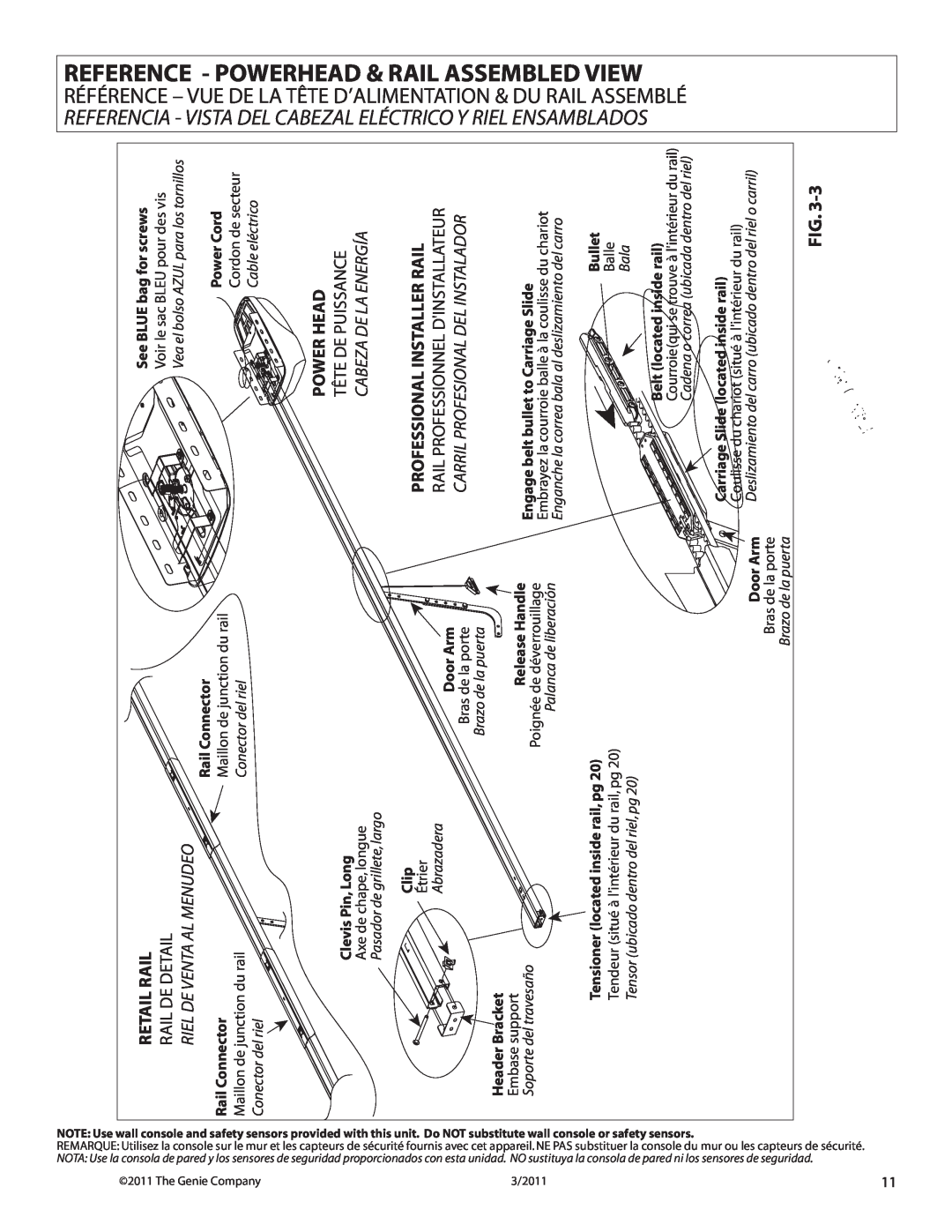 Genie 4042 manual Reference - Powerhead & Rail Assembled View, Référence - Vue De La Tête D’Alimentation & Du Rail Assemblé 