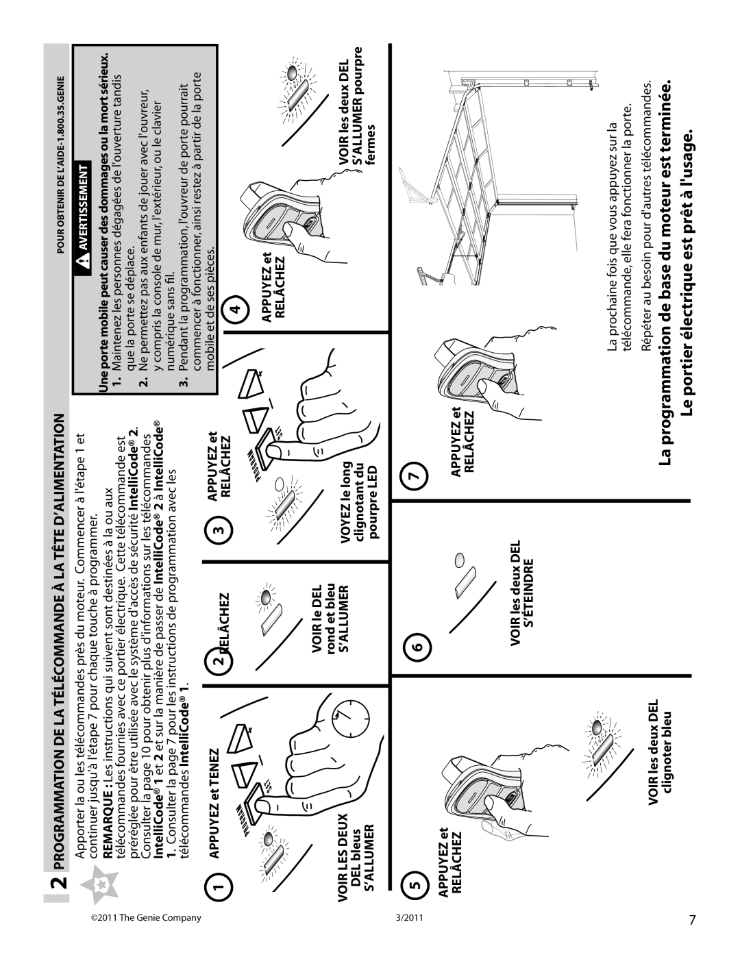 Genie 4042 manual La programmation de base du moteur est terminée, Le portier électrique est prêt à lusage 