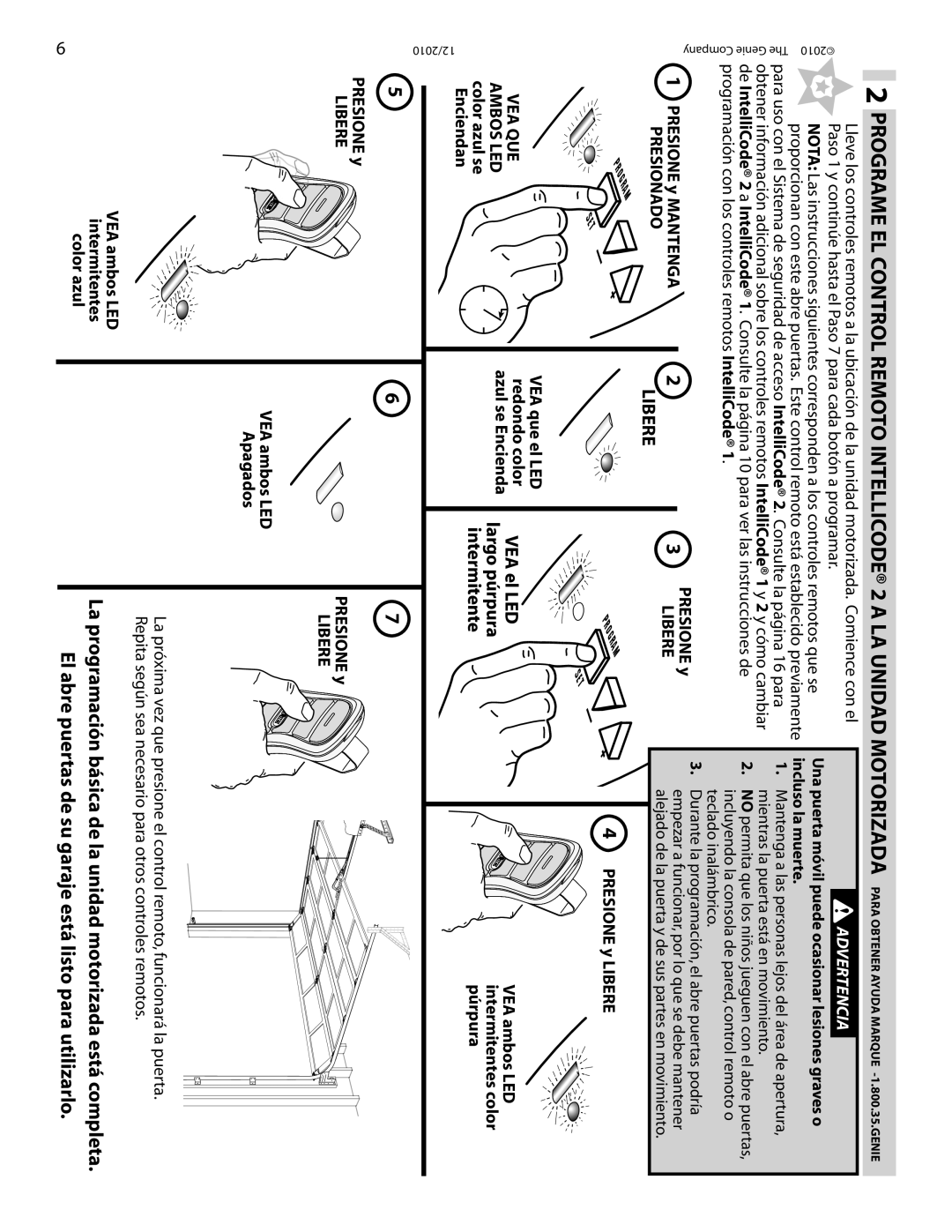 Genie 4042 La programación básica de la unidad motorizada está completa, Libere, VEA el LED, Program Set, Vea Que 