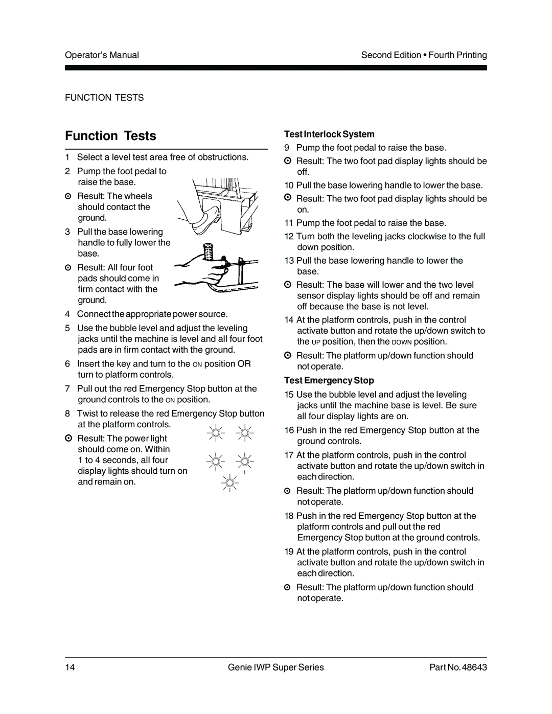 Genie 48643 manual Function Tests, Test Interlock System 