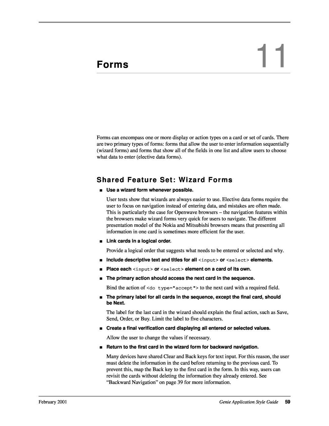 Genie 7110 manual Shared Feature Set Wizard Forms 