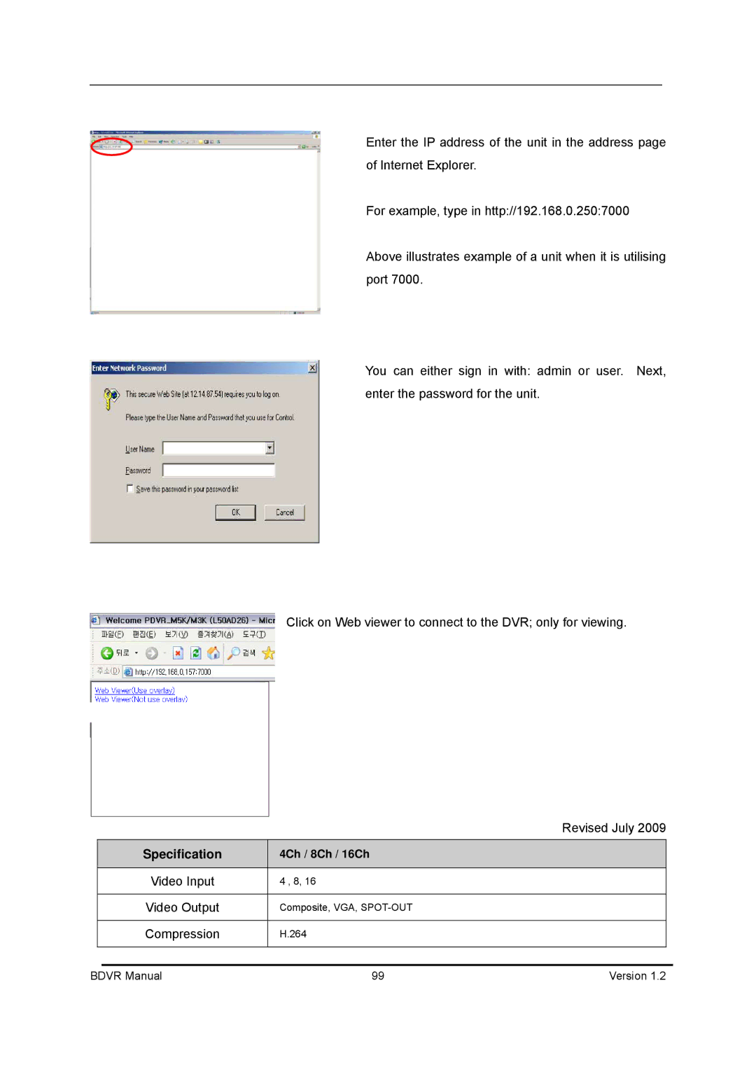 Genie BDVR-16, BDVR-8, BDVR-4 manual Specification 