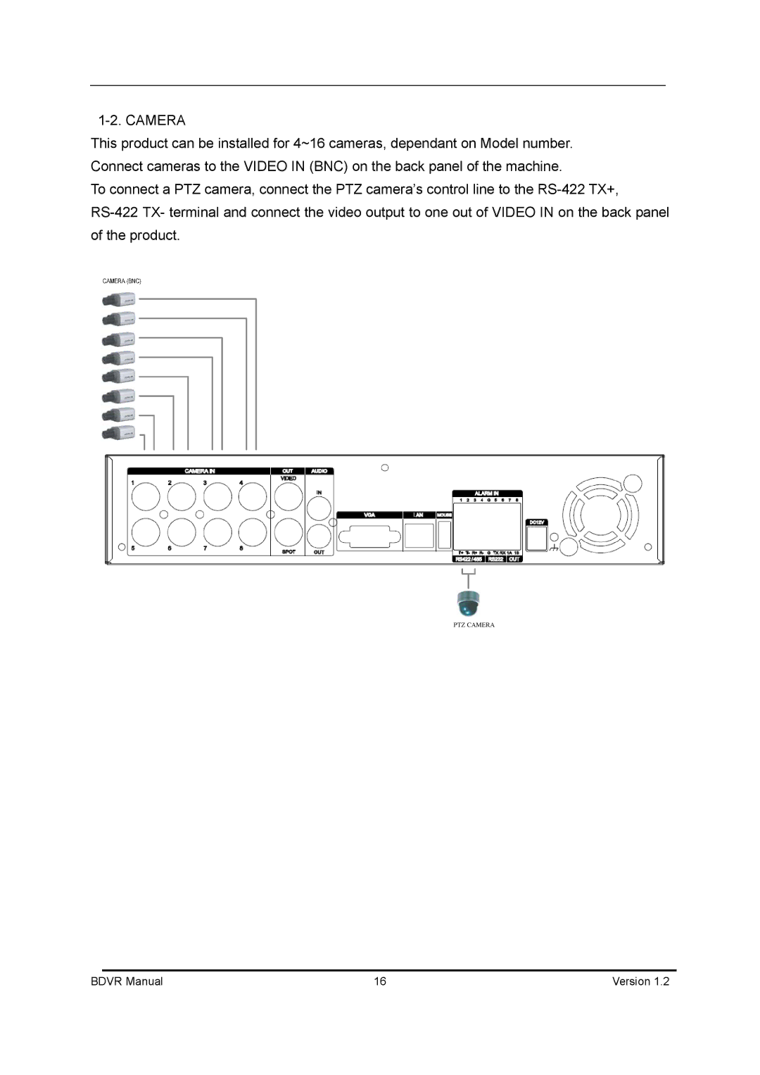 Genie BDVR-4, BDVR-8, BDVR-16 manual Camera 