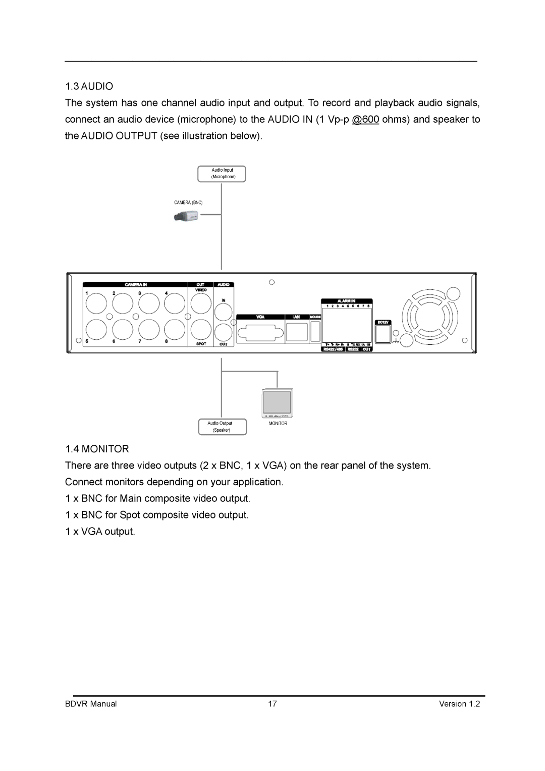 Genie BDVR-8, BDVR-16, BDVR-4 manual Audio 