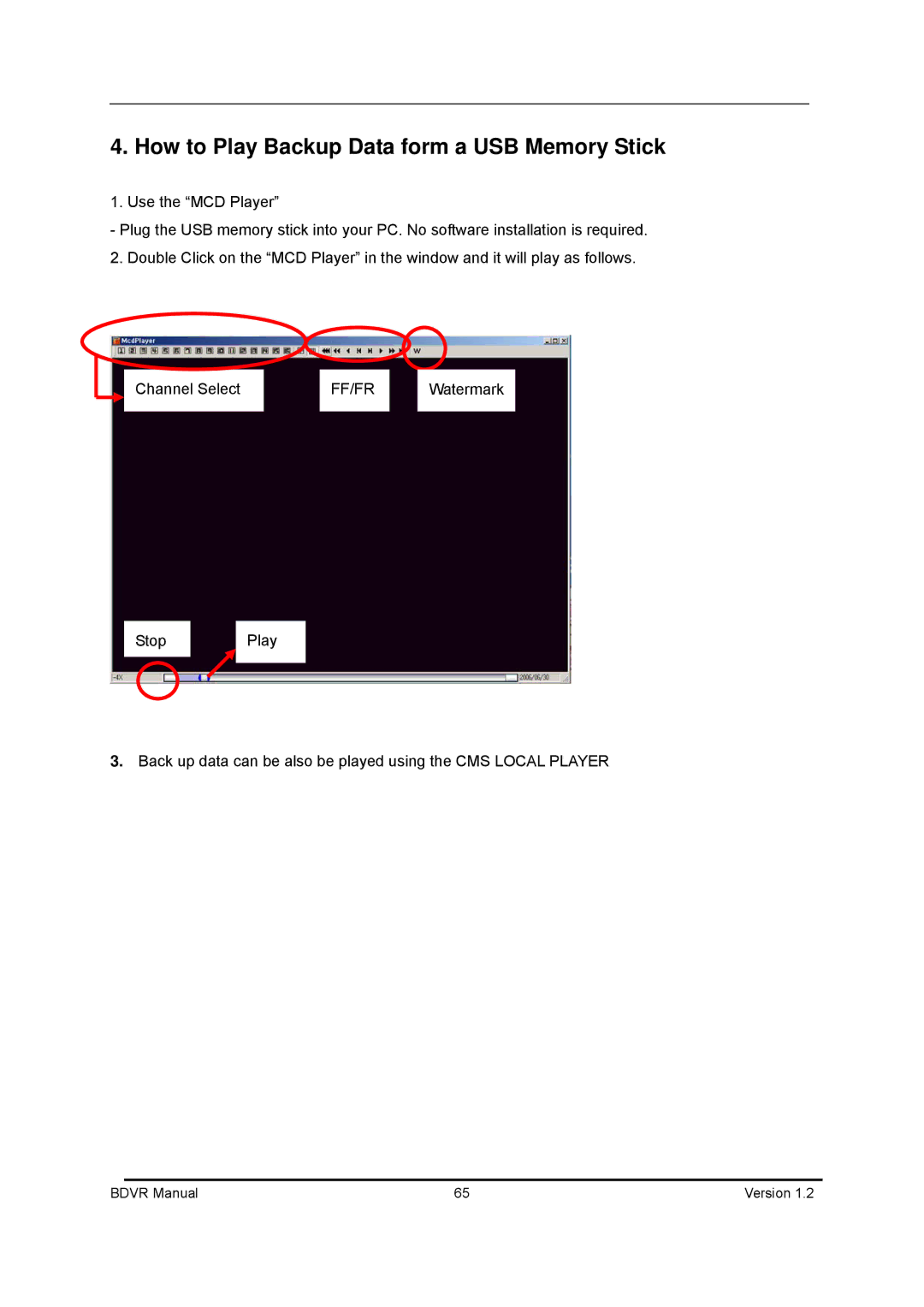 Genie BDVR-8, BDVR-16, BDVR-4 manual How to Play Backup Data form a USB Memory Stick, Ff/Fr 