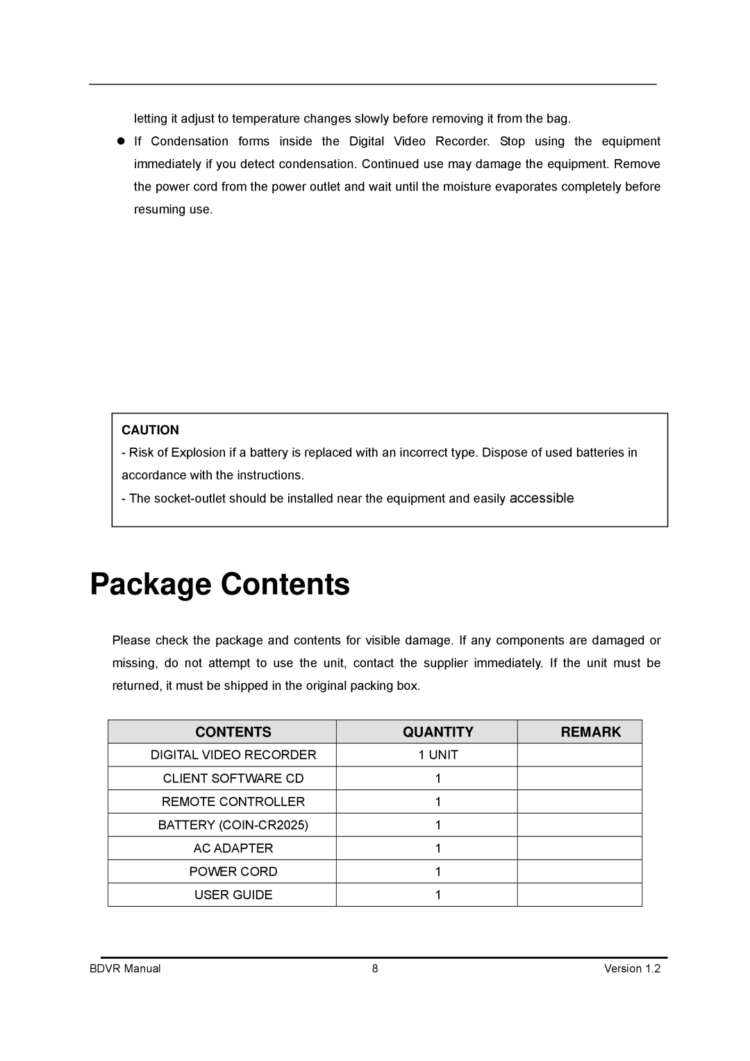 Genie BDVR-8, BDVR-16, BDVR-4 manual Package Contents 