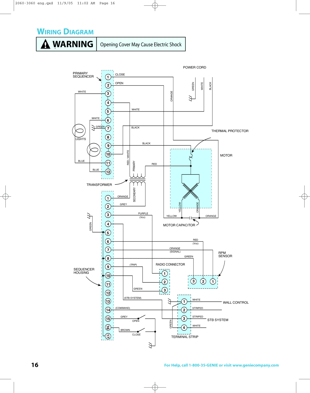 Genie directlift 2060 warranty Wiring Diagram, Opening Cover May Cause Electric Shock 