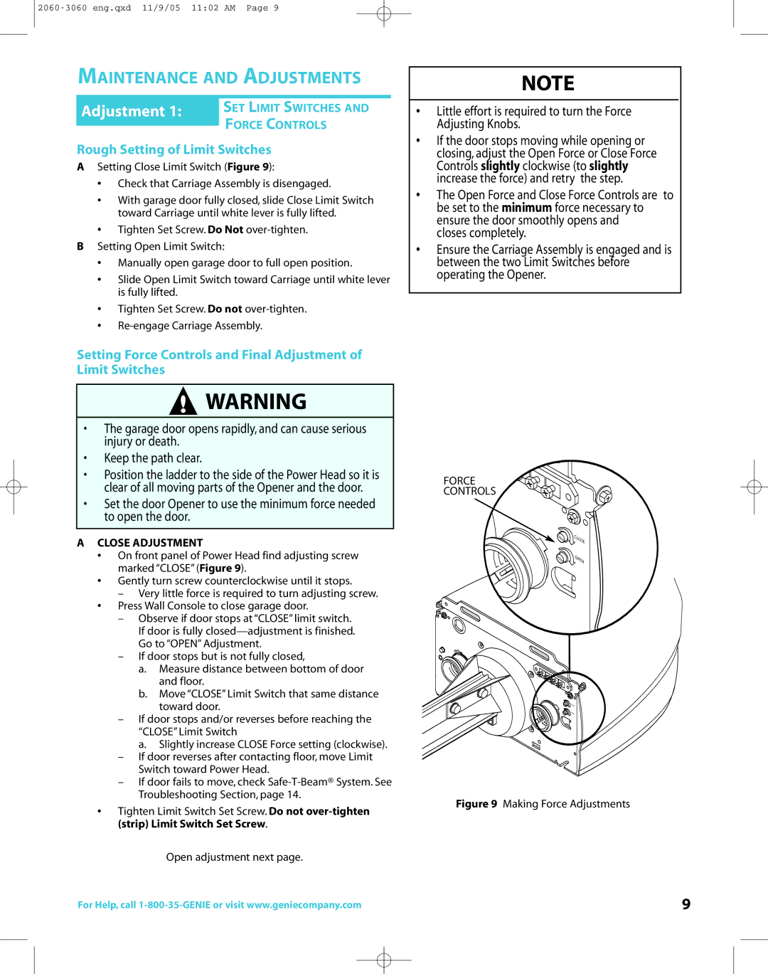 Genie directlift 2060 warranty Maintenance and Adjustments 