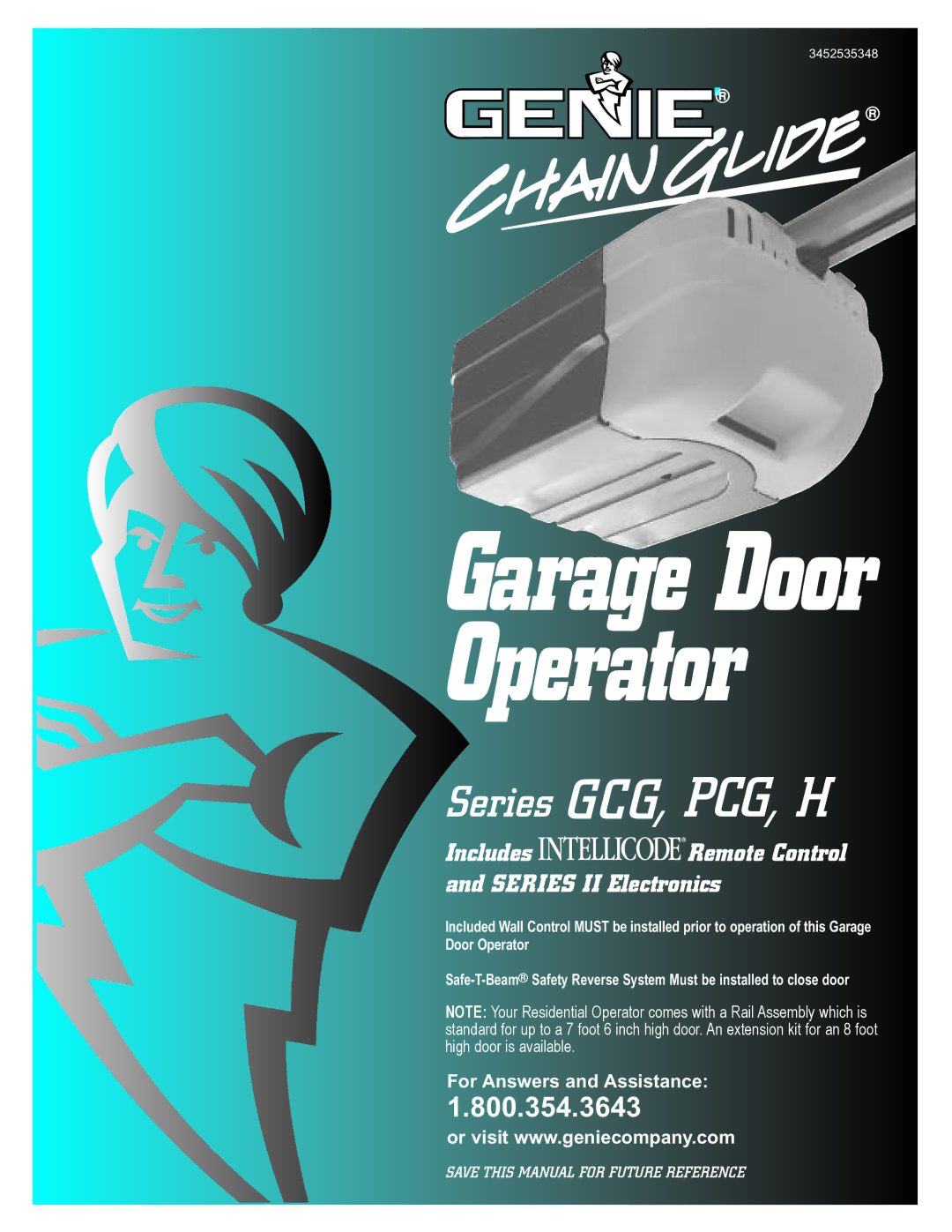 Genie H, GCG, PCG manual Garage Door Operator 