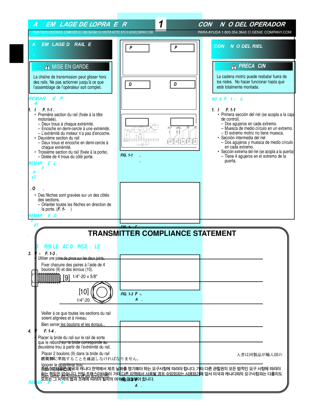 Genie PCG, GCG, H manual Operador DEL Conjunto, ’OPÉRATEUR DE Assemblage, Troisième, Deuxième, Première 