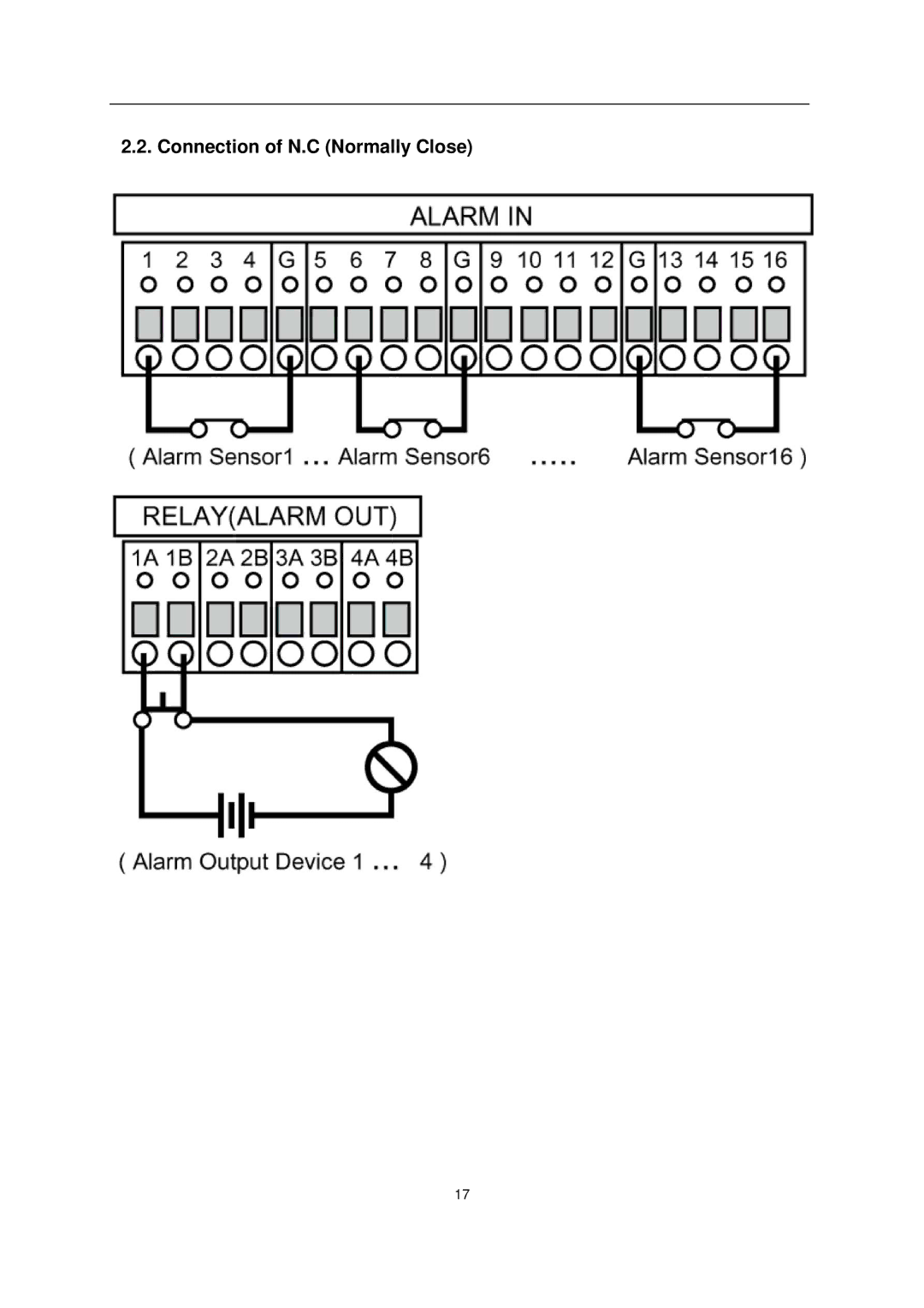 Genie GDVRH-604, GDVRH-616, GDVRH-608 manual Connection of N.C Normally Close 