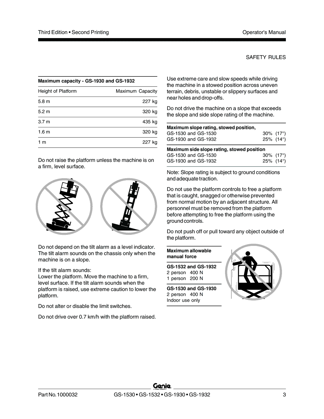 Genie CE manual Part No.1000032 GS-1530 GS-1532 GS-1930 GS-1932 