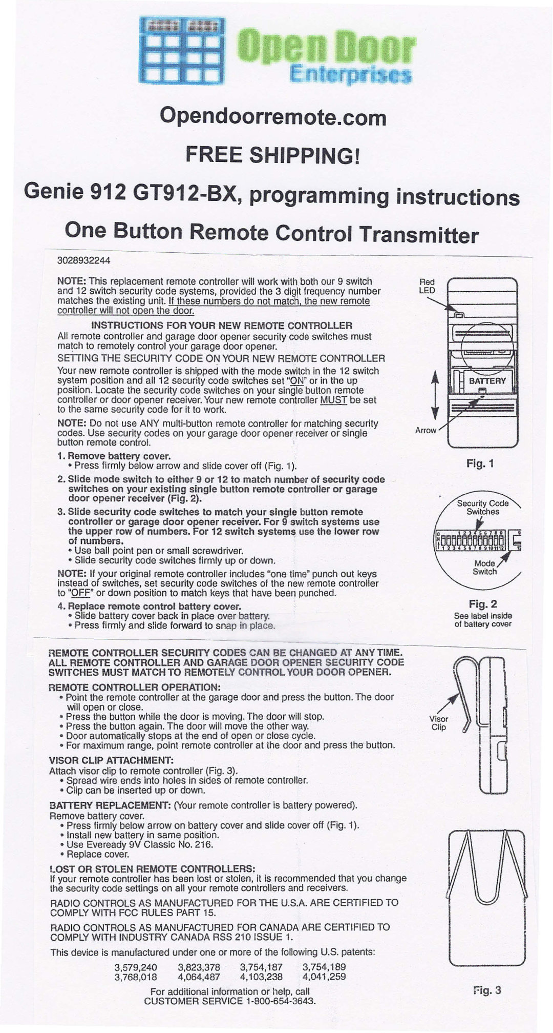 Genie GT912-BX manual 