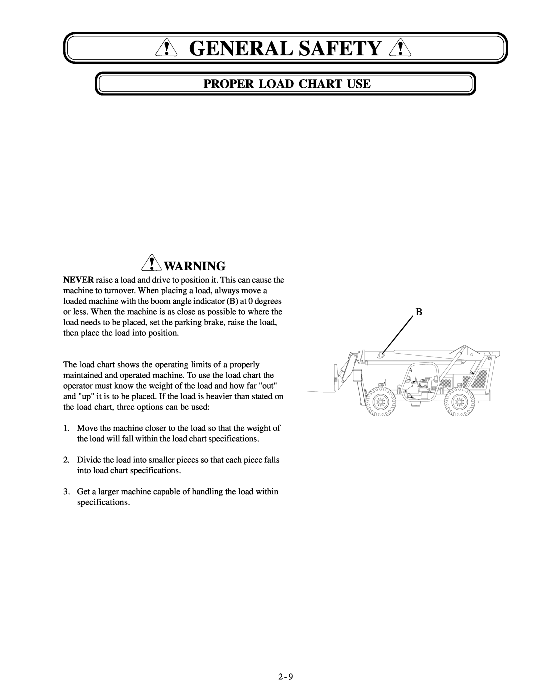 Genie GTH-1048, GTH-1056 manual Proper Load Chart Use, General Safety 