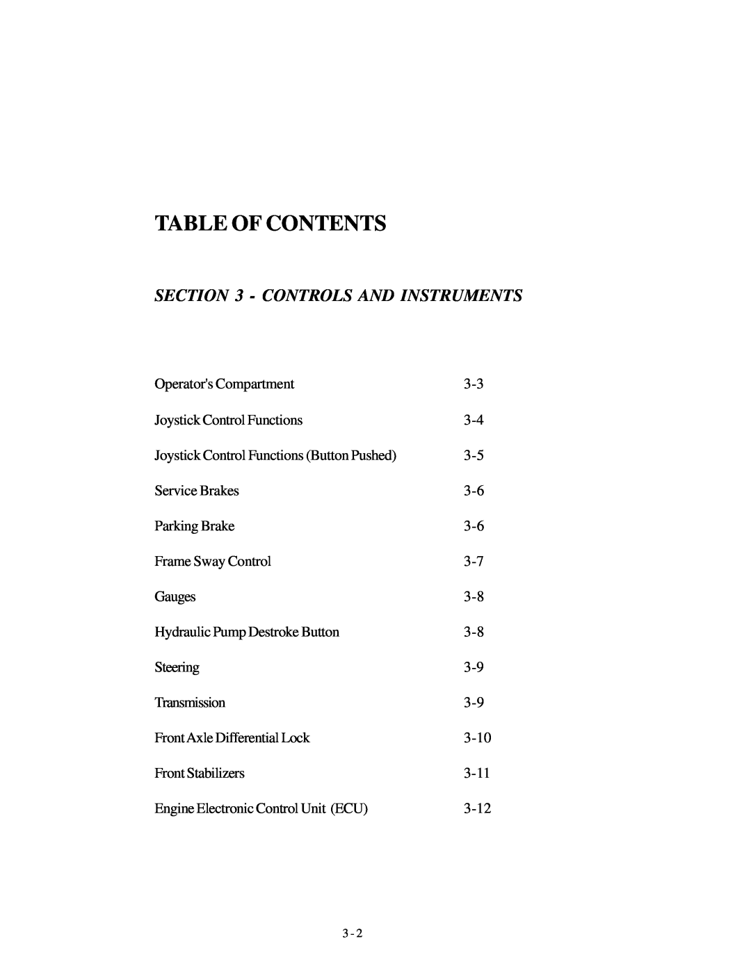 Genie GTH-1056, GTH-1048 manual Controls And Instruments, Table Of Contents 