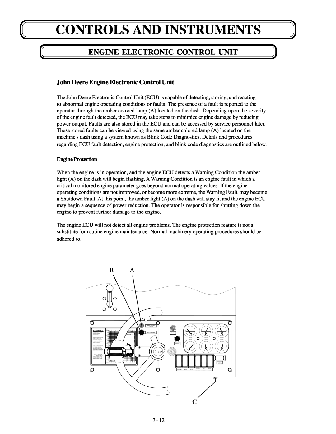Genie GTH-1056, GTH-1048 manual Controls And Instruments, John Deere Engine Electronic Control Unit 