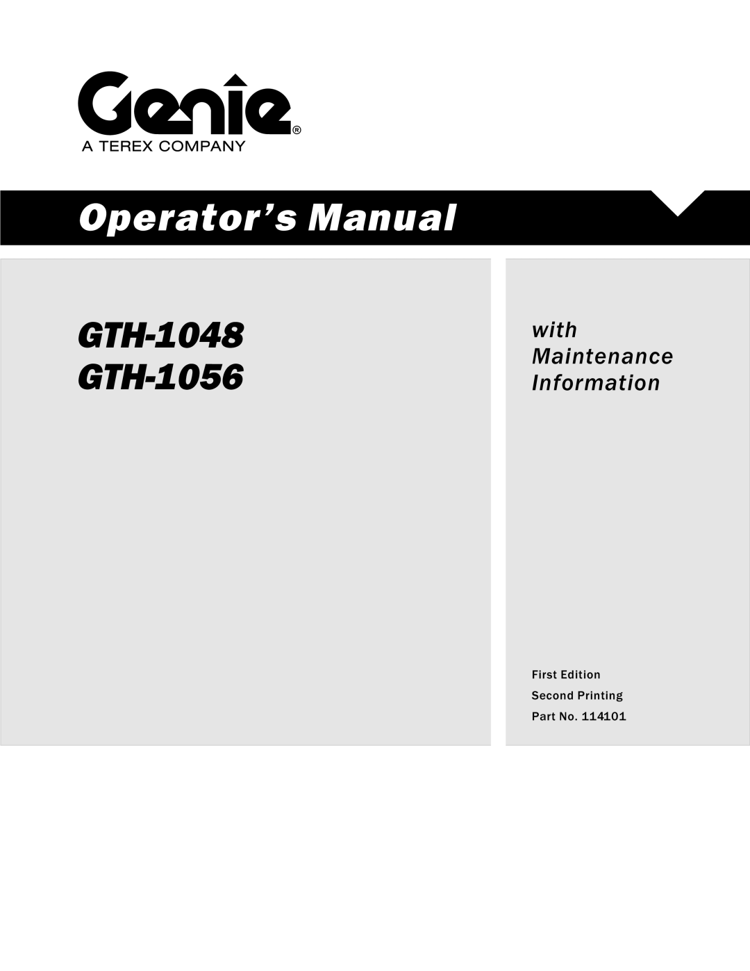 Genie GTH-1048, GTH-1056 manual Operator’s Manual 