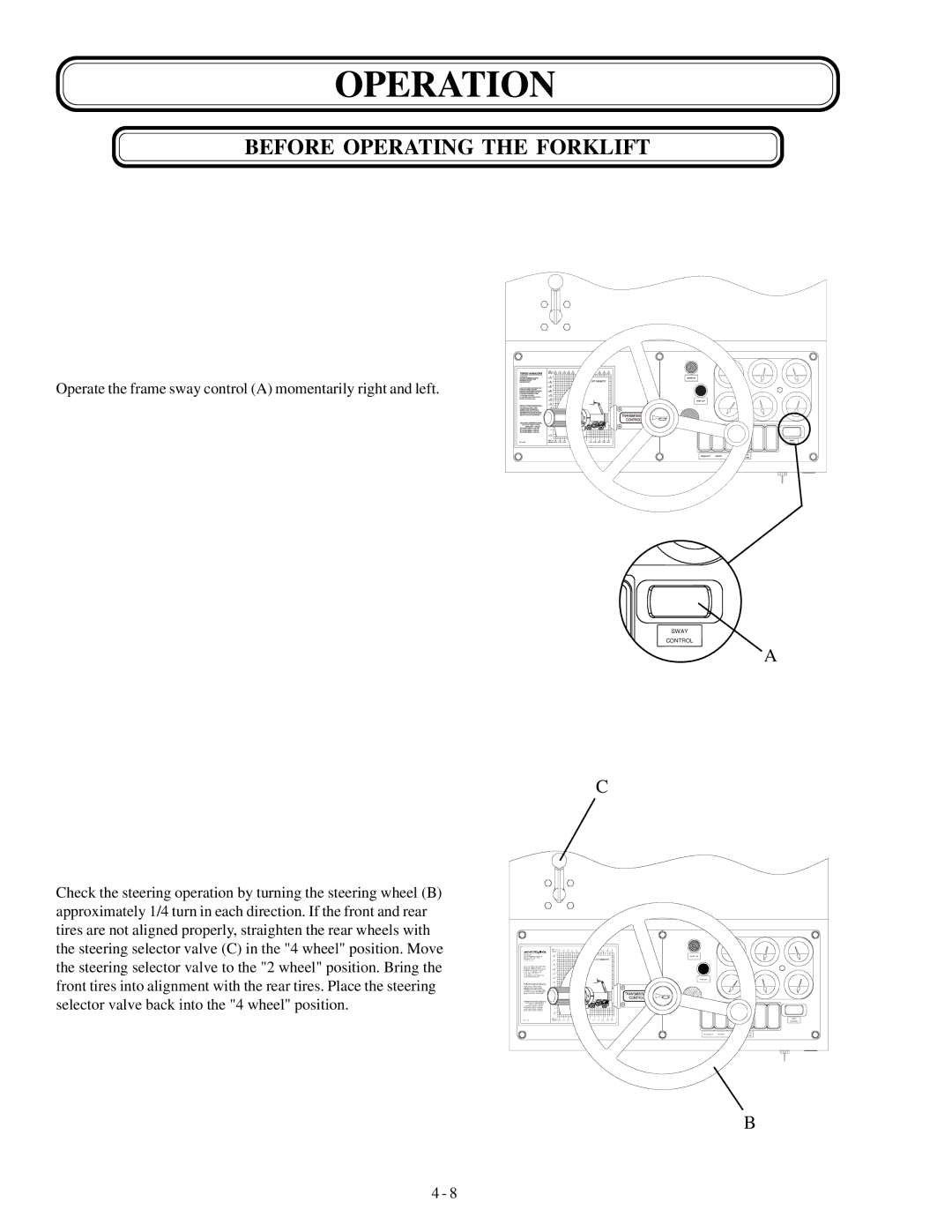 Genie GTH-1056, GTH-1048 manual Operate the frame sway control a momentarily right and left 