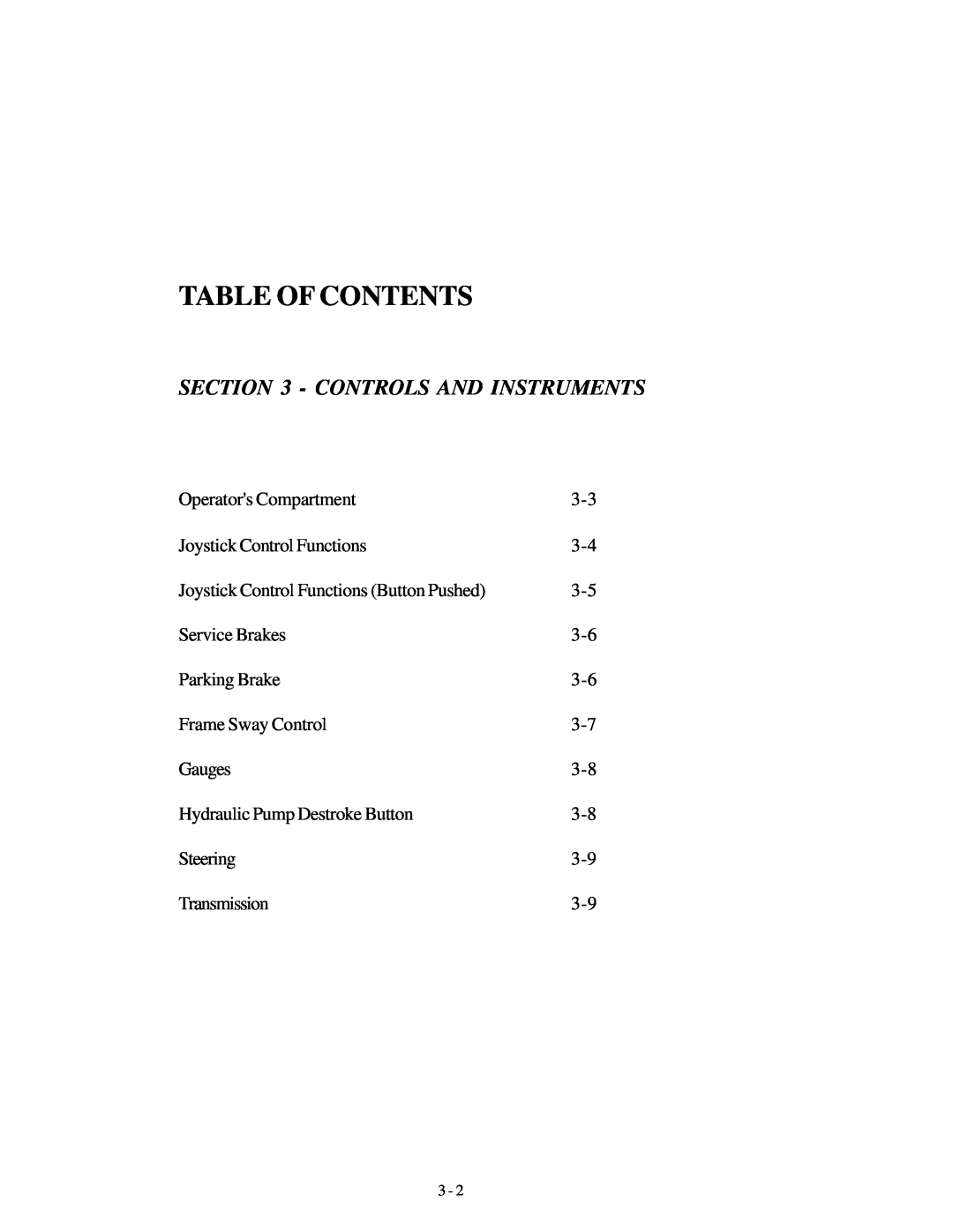 Genie GTH-636 manual Controls And Instruments, Table Of Contents 