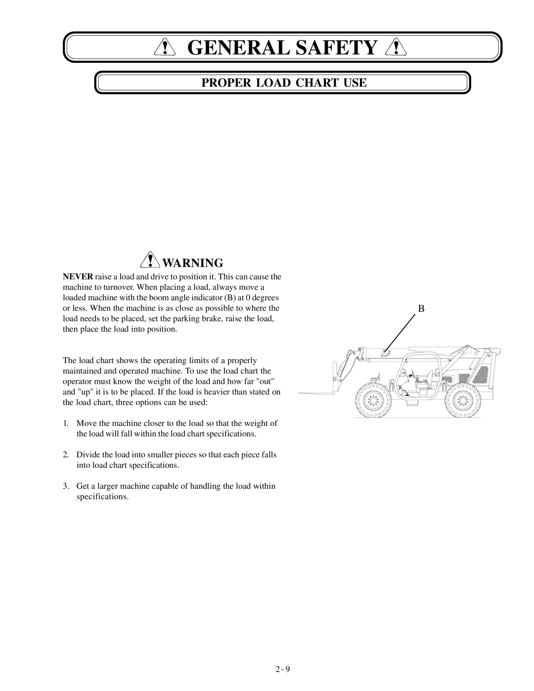 Genie GTH-636 manual Proper Load Chart USE 