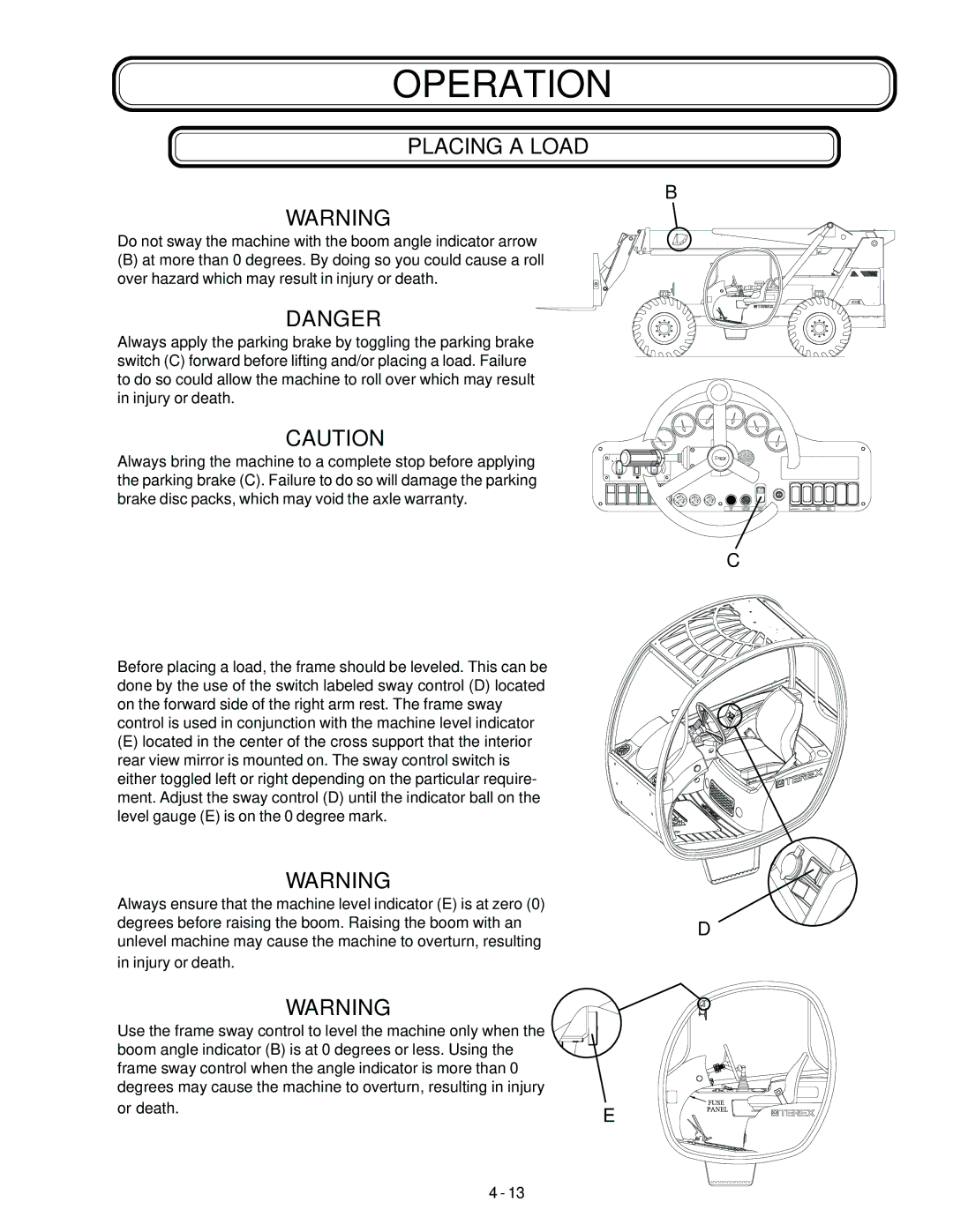 Genie GTH-844, GTH-842, GTH-644 manual Placing a Load 