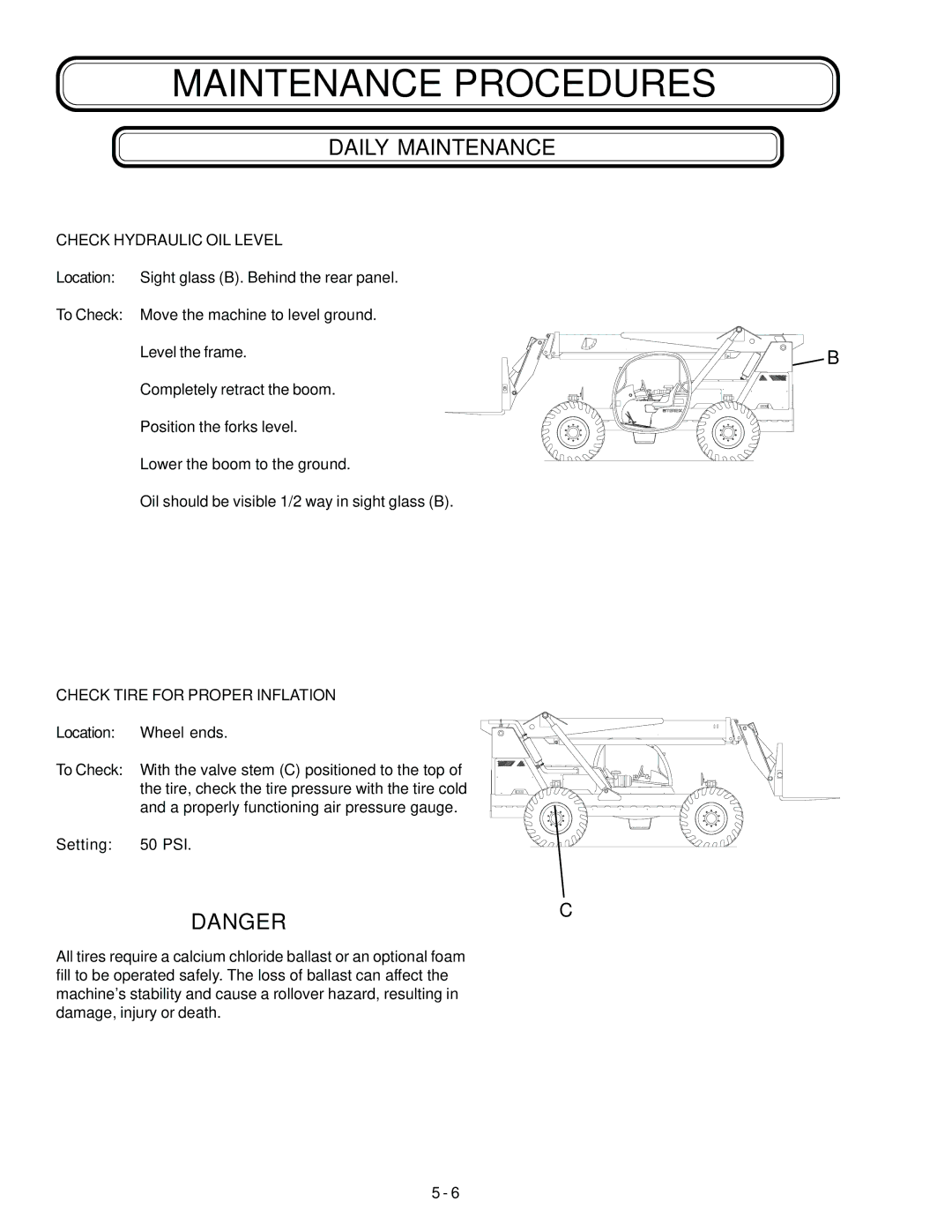 Genie GTH-844, GTH-842, GTH-644 manual Check Hydraulic OIL Level 